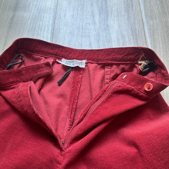 Women's Vintage Red Wide Leg Bell Bottom Flare Pants High Waist Corduroy W24 - Picture 6 of 11